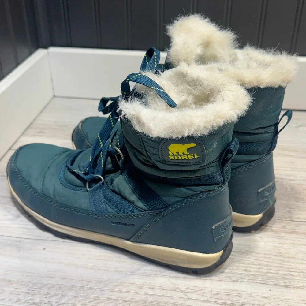 Sorel Womens Boots Size 8 Whitney‎ Green Fur Waterproof Winter NL2776-375